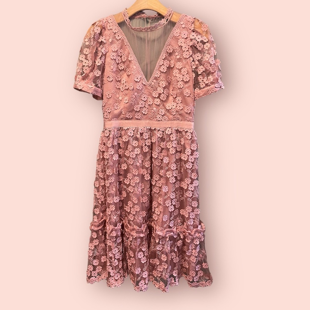 French Connection Lacy Pink Spring Dress